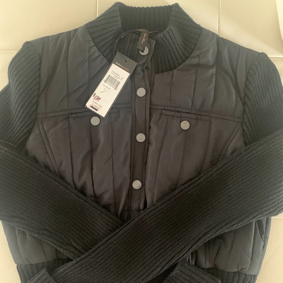 BCBG MAXAZRIA Black Mock Neck Sweater Jacket NWT Size  Large - Picture 1 of 6